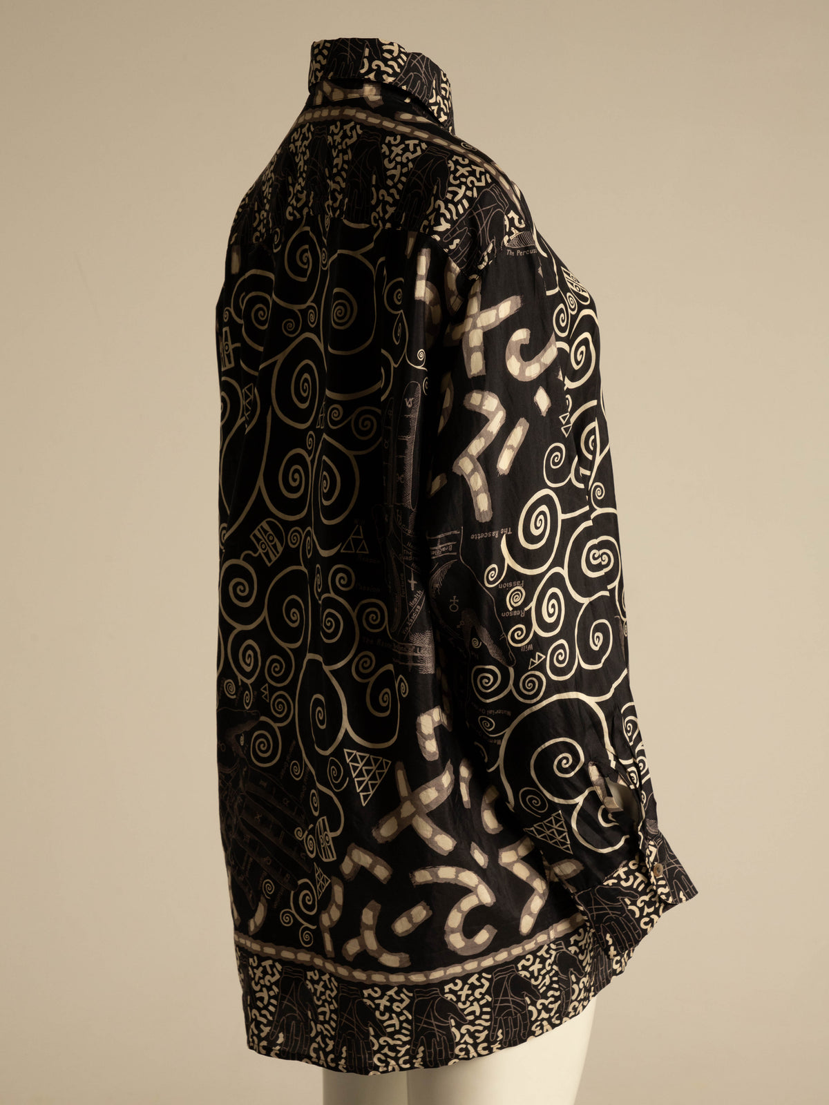 English Eccentrics A/W 1984 Black Palmistry Print Silk Shirt
