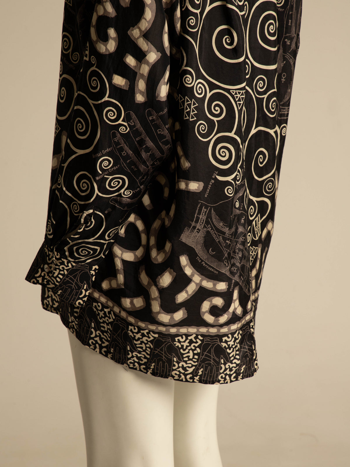 English Eccentrics A/W 1984 Black Palmistry Print Silk Shirt