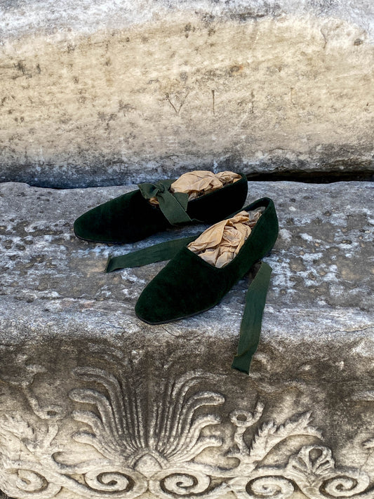 Callaghan Romeo Gigli 1988 Green Ballet Flat with Grosgrain Ribbon