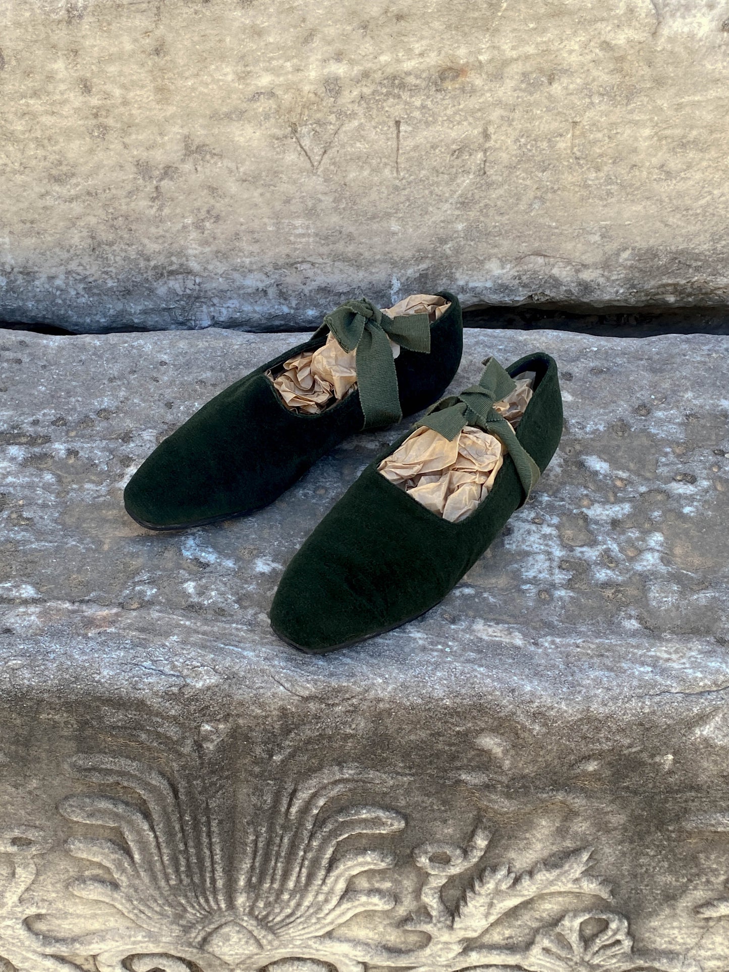 Callaghan Romeo Gigli 1988 Green Ballet Flat with Grosgrain Ribbon