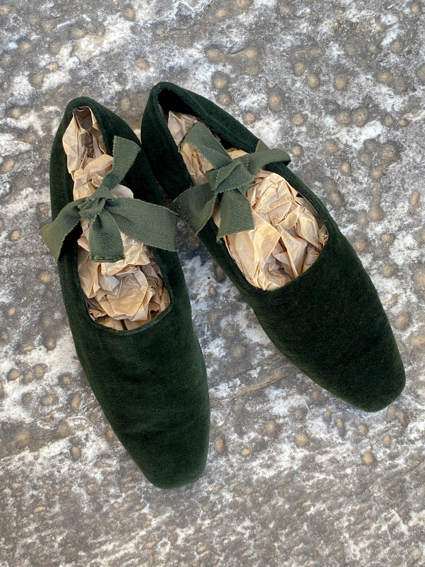 Callaghan Romeo Gigli 1988 Green Ballet Flat with Grosgrain Ribbon