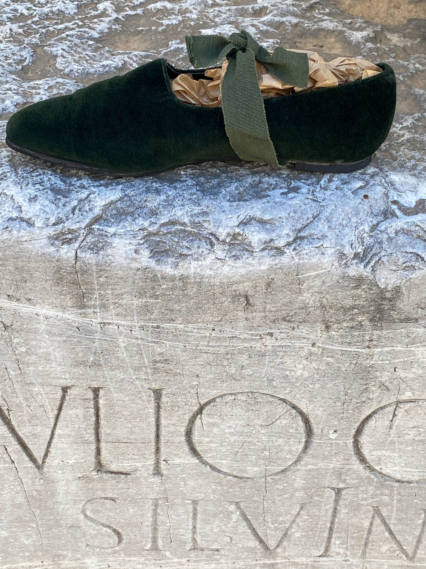 Callaghan Romeo Gigli 1988 Green Ballet Flat with Grosgrain Ribbon
