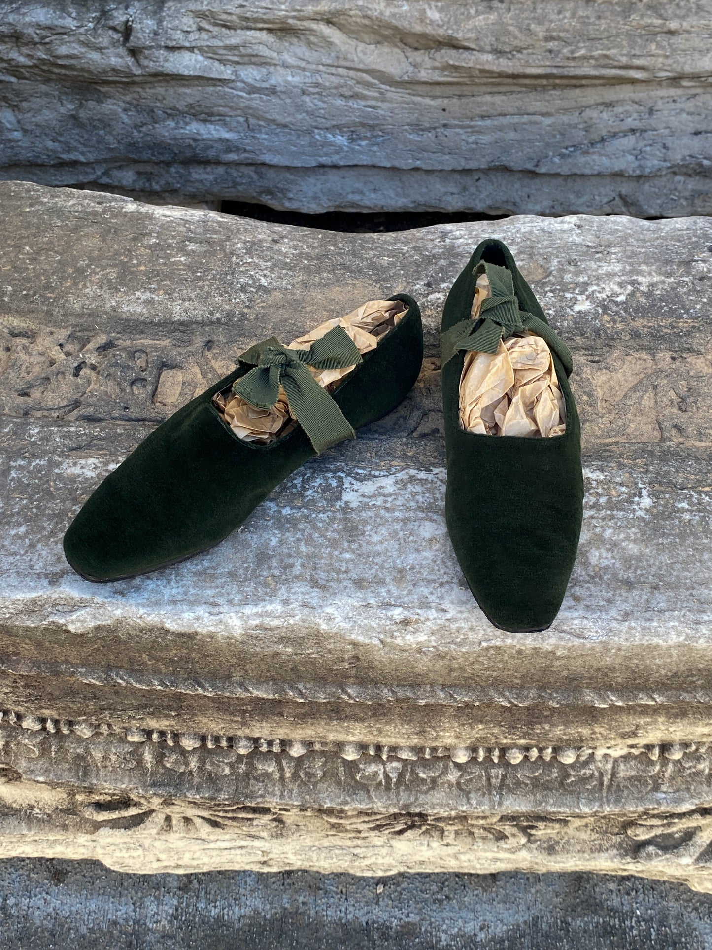 Callaghan Romeo Gigli 1988 Green Ballet Flat with Grosgrain Ribbon