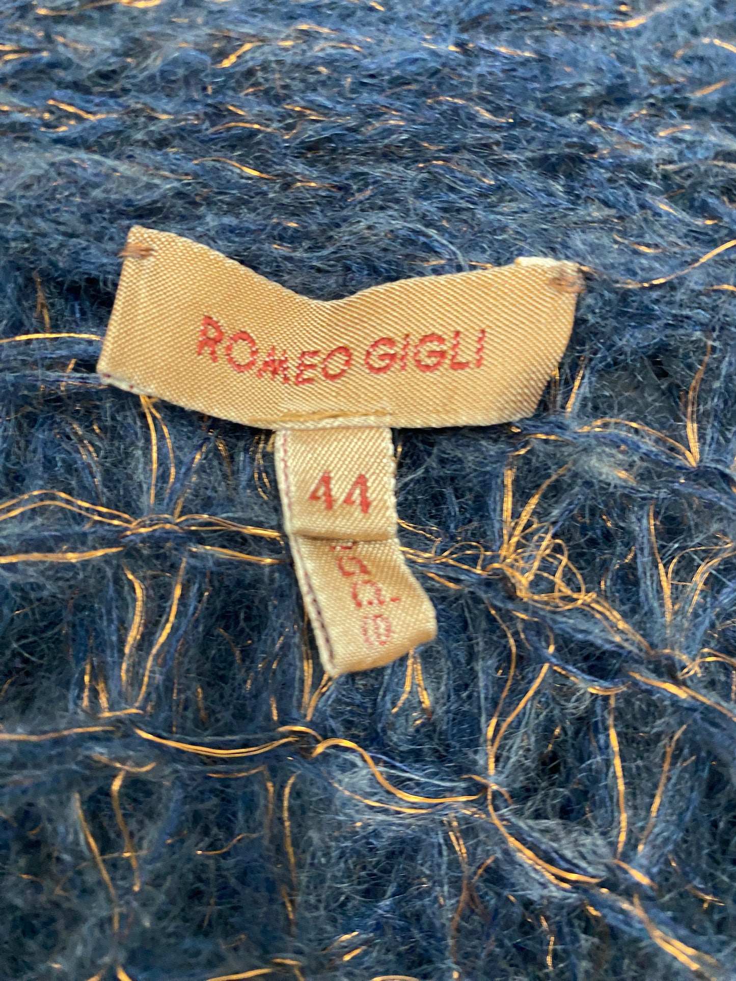 Romeo Gigli 1994 Blue Mohair and Metal Open Weave Cardigan