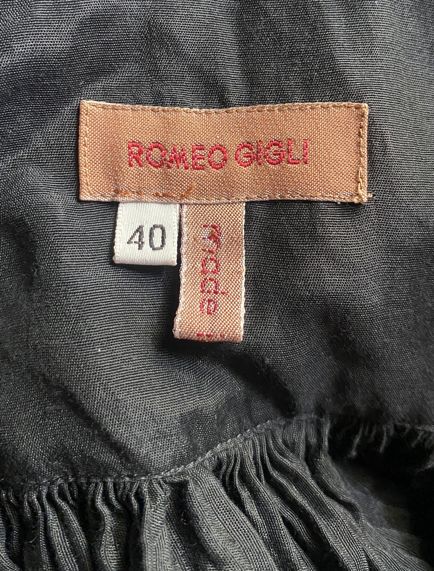 Romeo Gigli S/S 1990 Black Pleated Poet Blouse