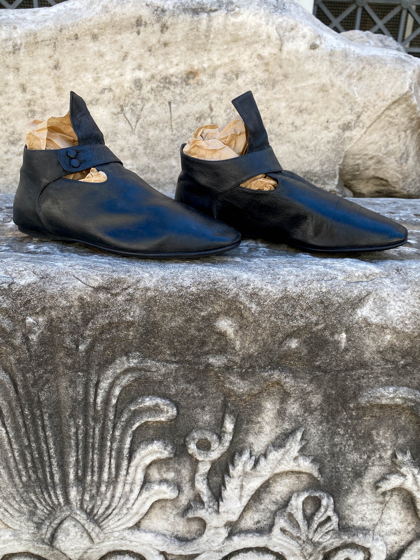 Romeo Gigli Black Leather Flats