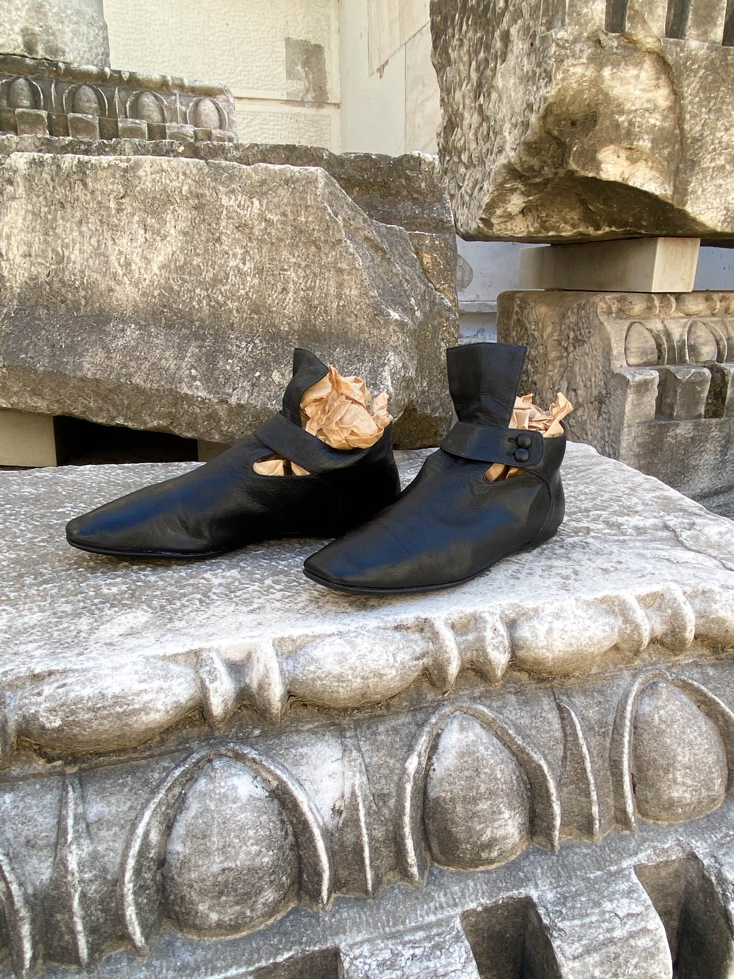 Romeo Gigli Black Leather Flats
