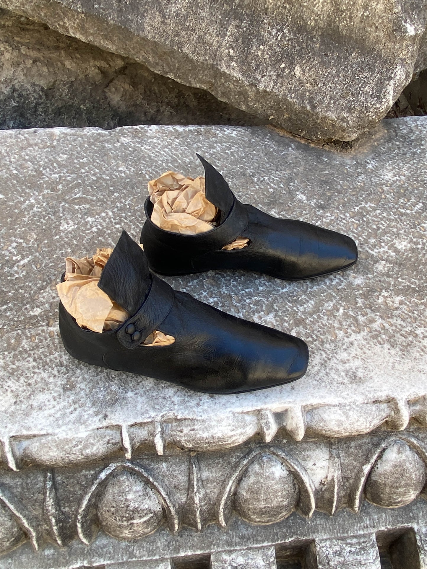Romeo Gigli Black Leather Flats