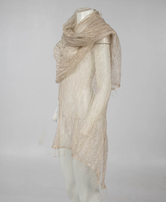 Golden Silk Metal Voile Loose Pleated Shawl