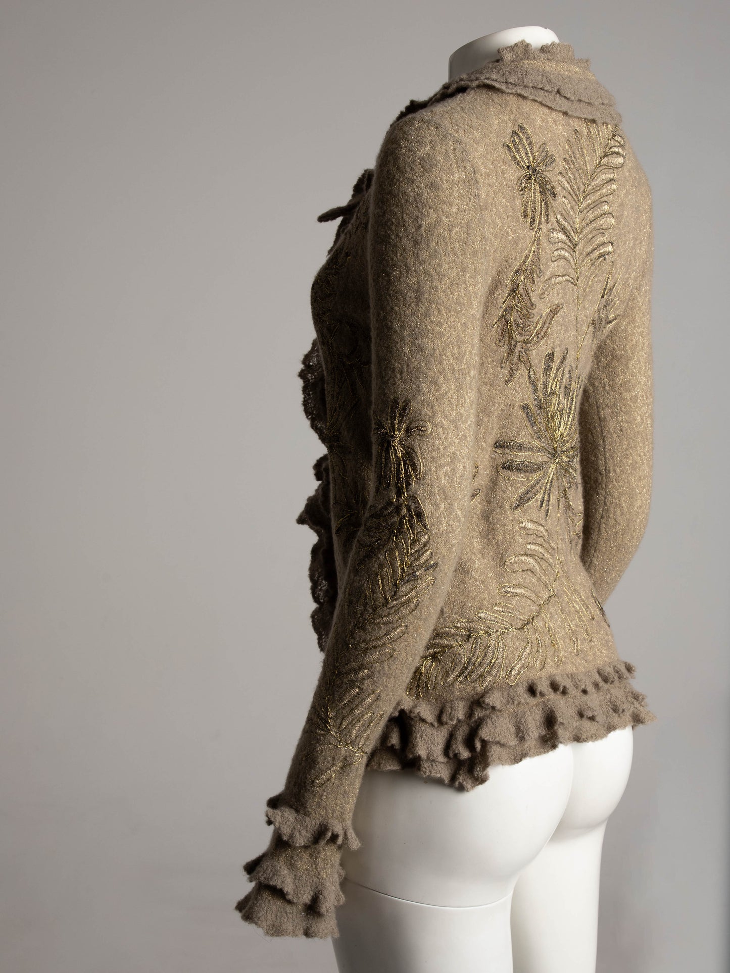 Lainey Keogh Cashmere Cardigan With Gold Embroidery