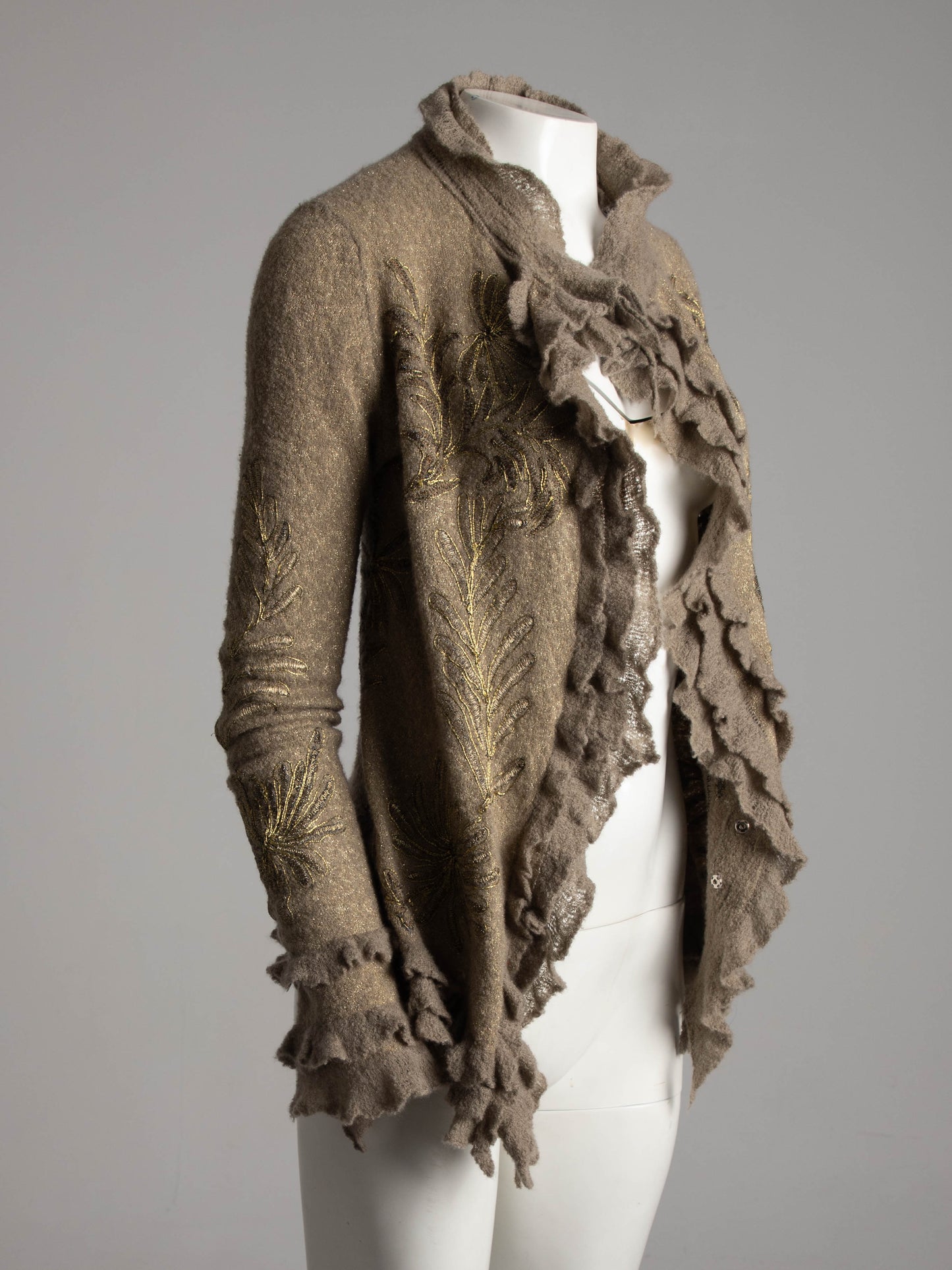 Lainey Keogh Cashmere Cardigan With Gold Embroidery