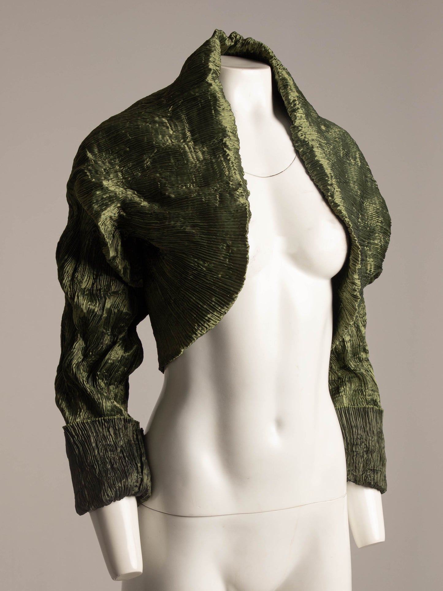 Leiko Green Pleated Cropped Bolero Jacket