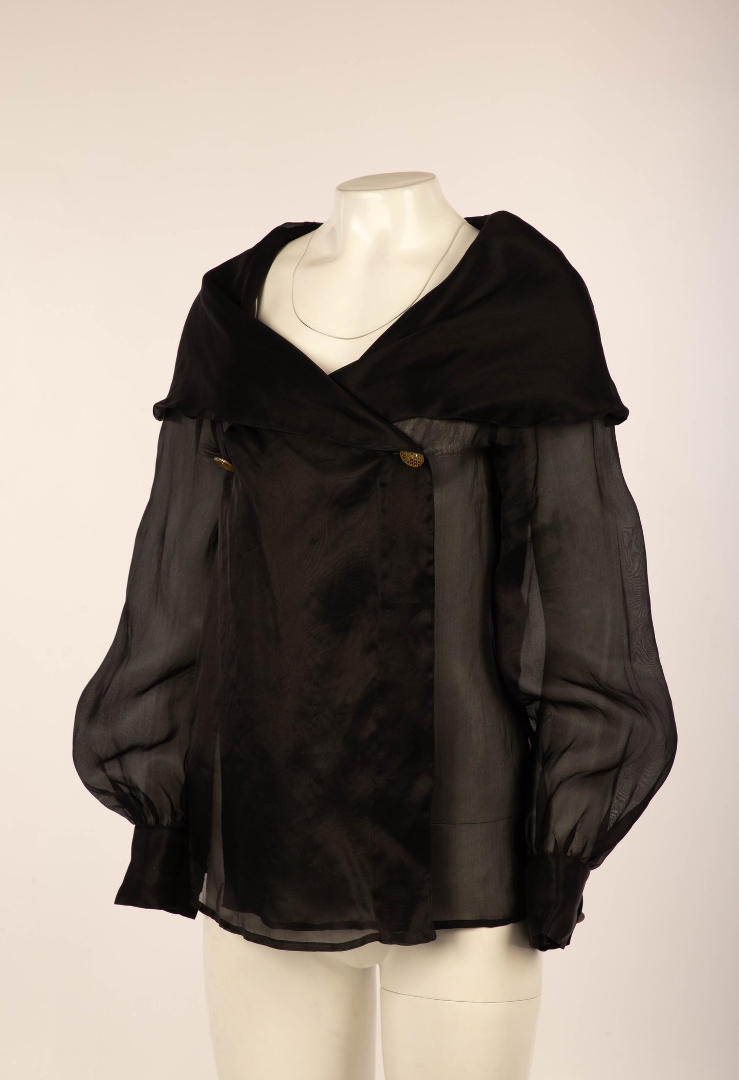 Piano Piano Dolce Carlotta Black Silk Organza Sailor Blouse