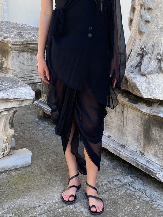 Celia Phillips Black Silk 'Hypnos' Skirt