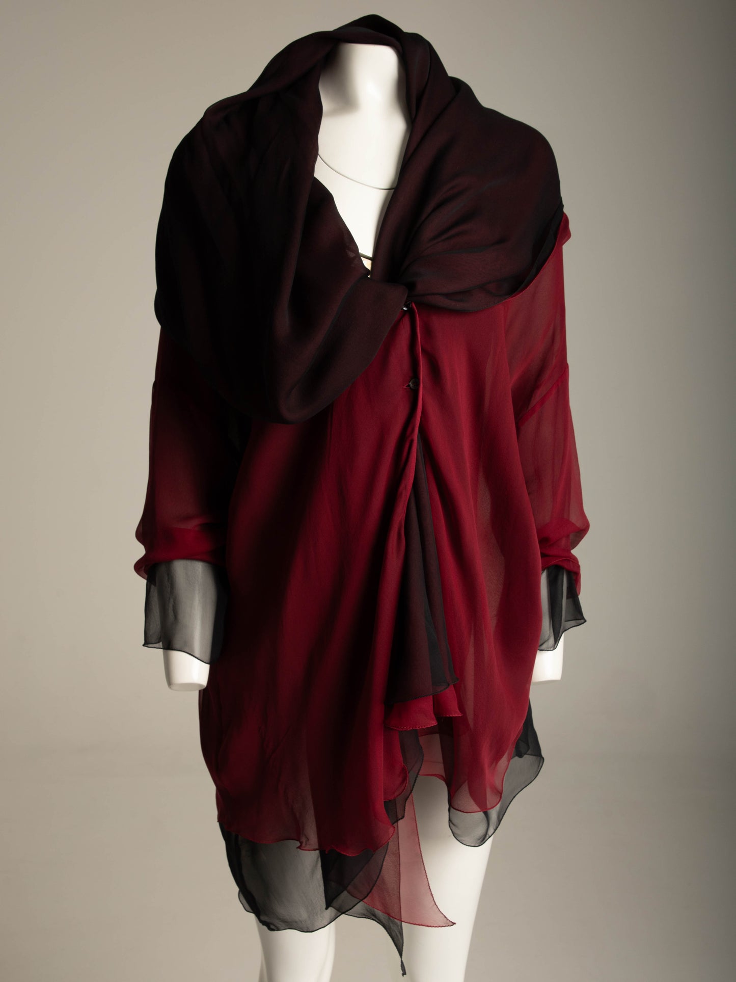 Dolce & Gabbana 1990 Silk Layered Purple and Red Blouse