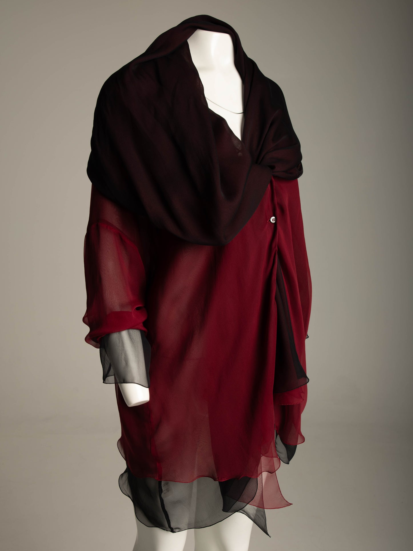 Dolce & Gabbana 1990 Silk Layered Purple and Red Blouse
