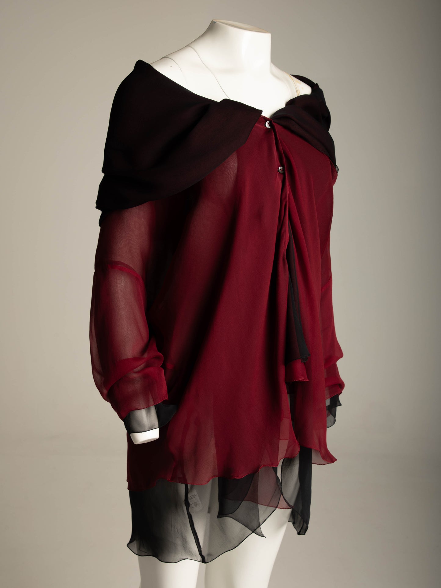 Dolce & Gabbana 1990 Silk Layered Purple and Red Blouse