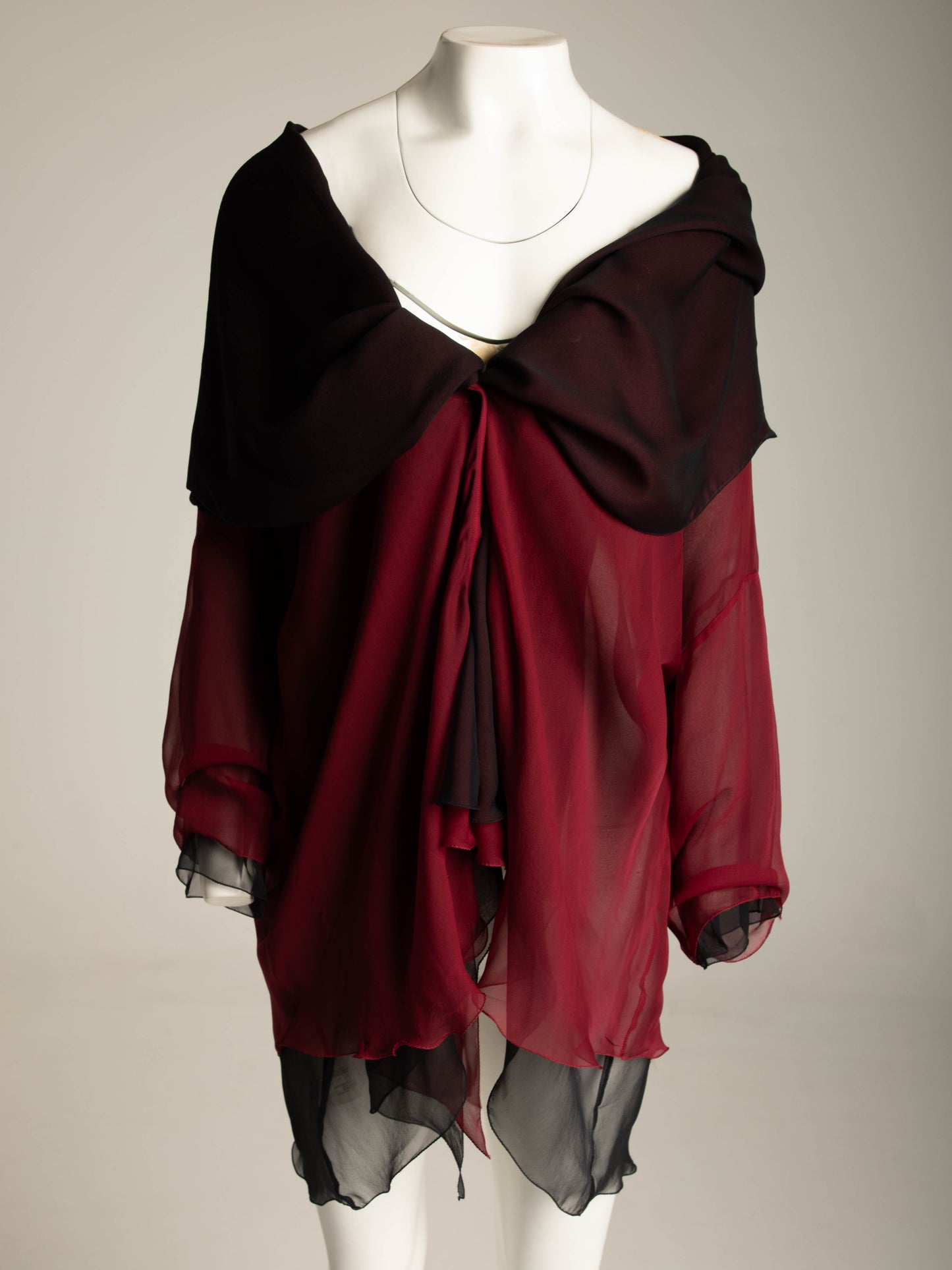 Dolce & Gabbana 1990 Silk Layered Purple and Red Blouse