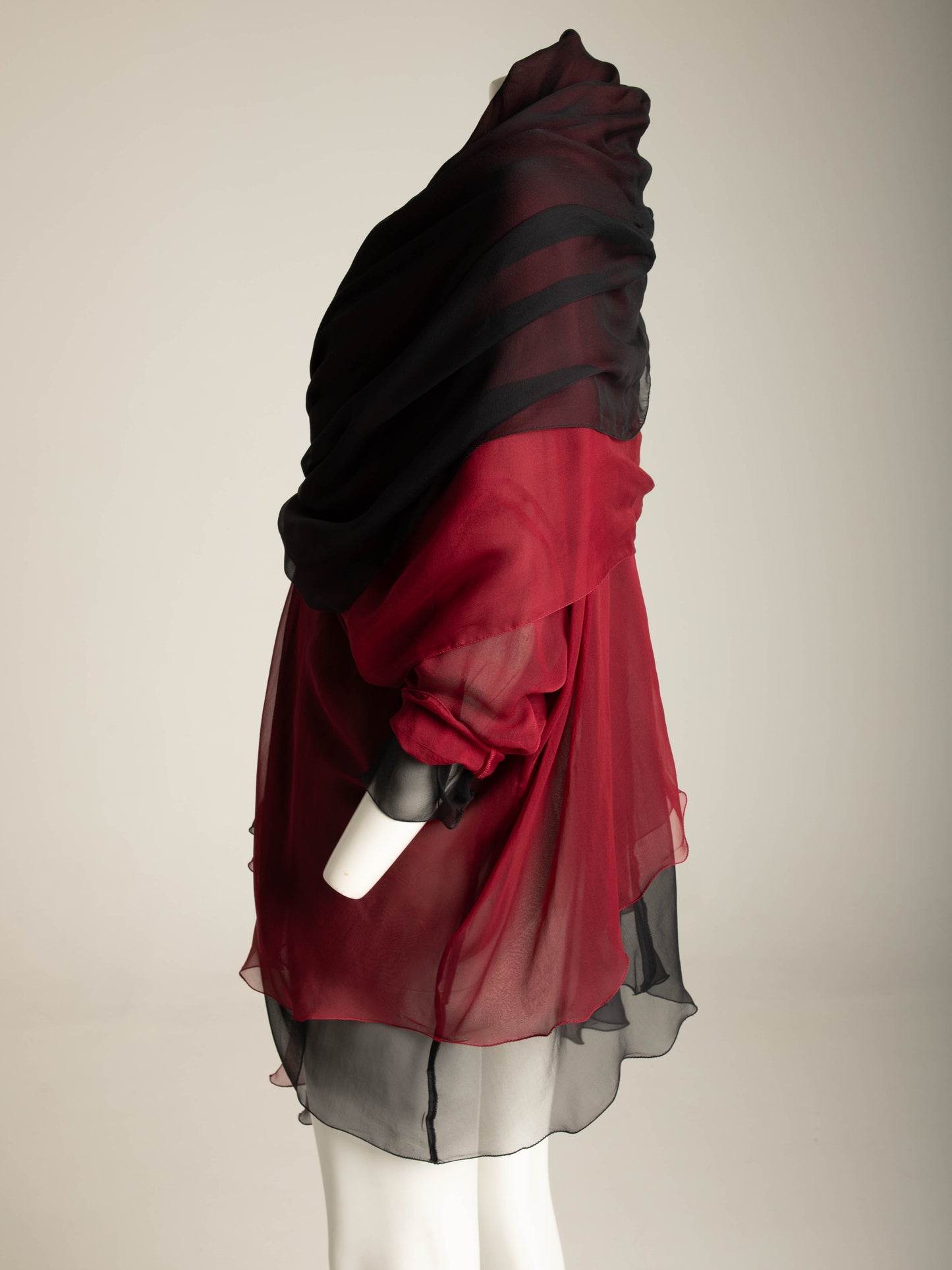 Dolce & Gabbana 1990 Silk Layered Purple and Red Blouse