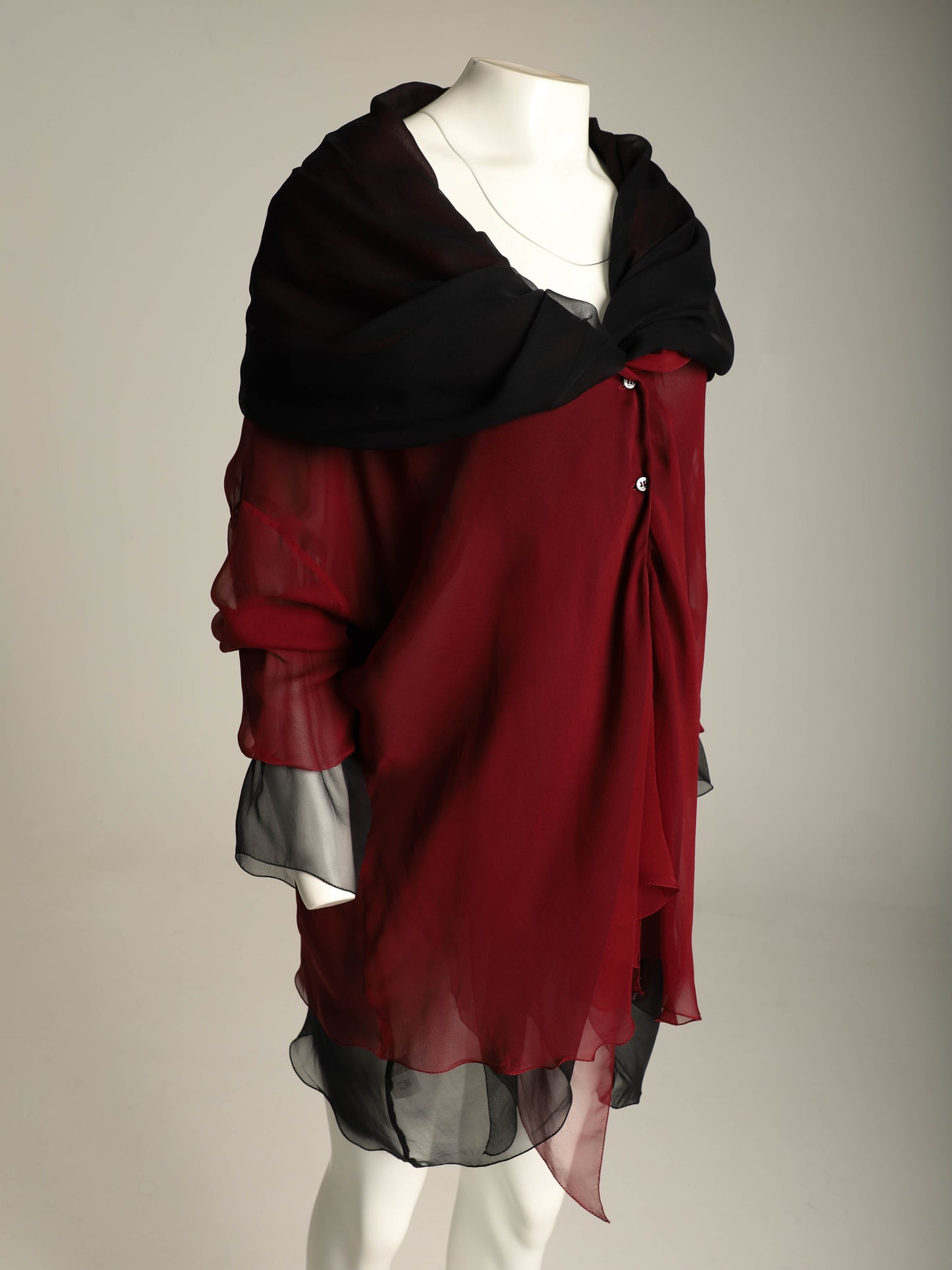 Dolce & Gabbana 1990 Silk Layered Purple and Red Blouse