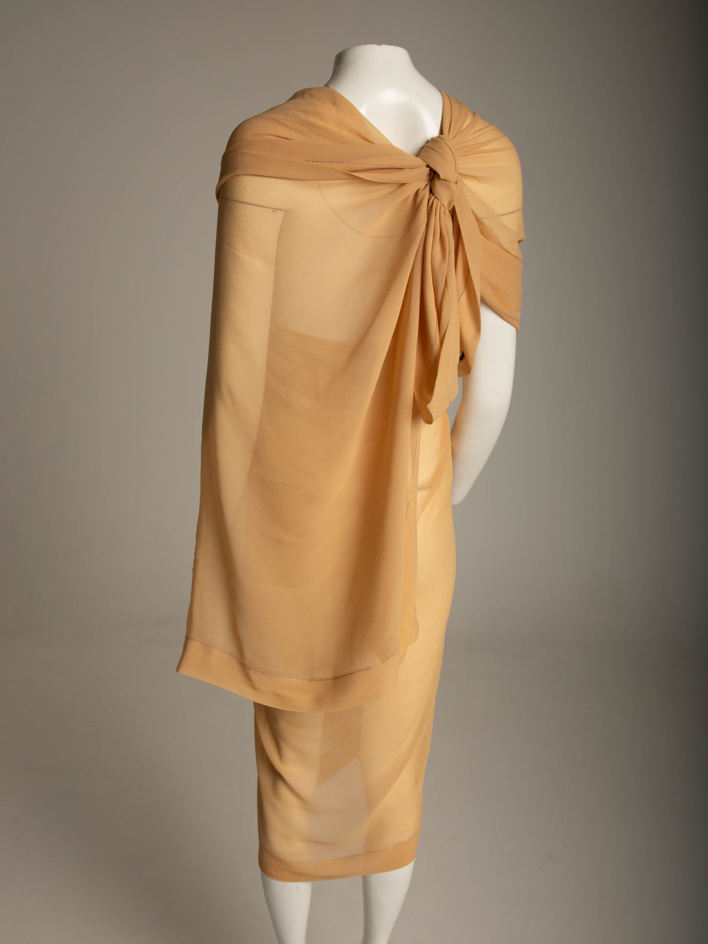 Giorgio Armani Peach Silk Georgette Shawl