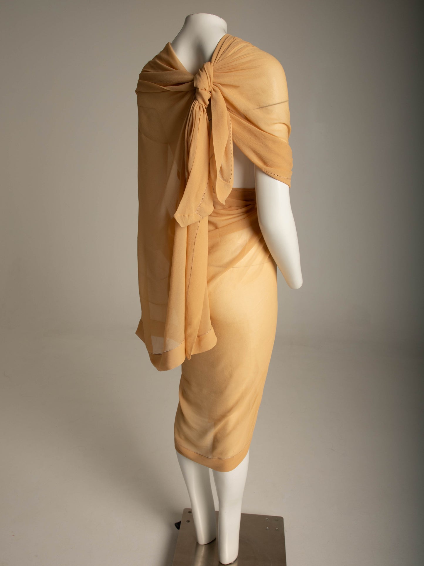 Giorgio Armani Peach Silk Georgette Shawl