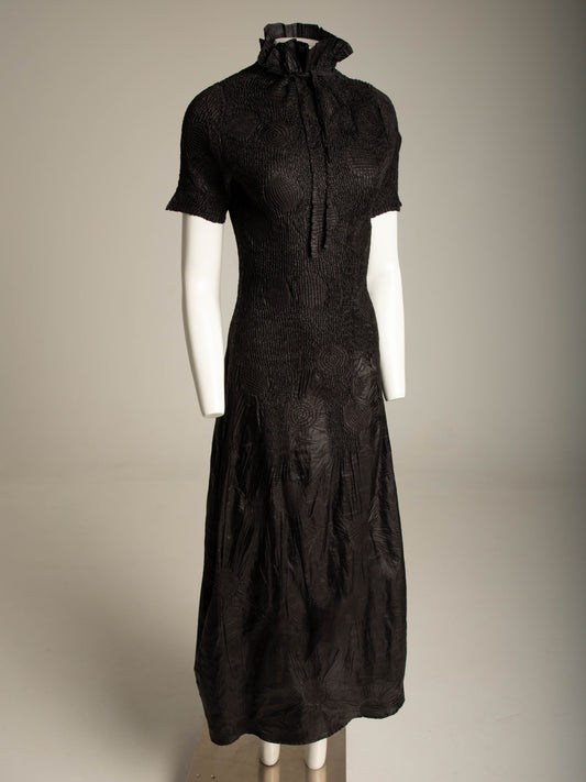 Yoshiki Hishinuma Black Crimp Pleated Dress