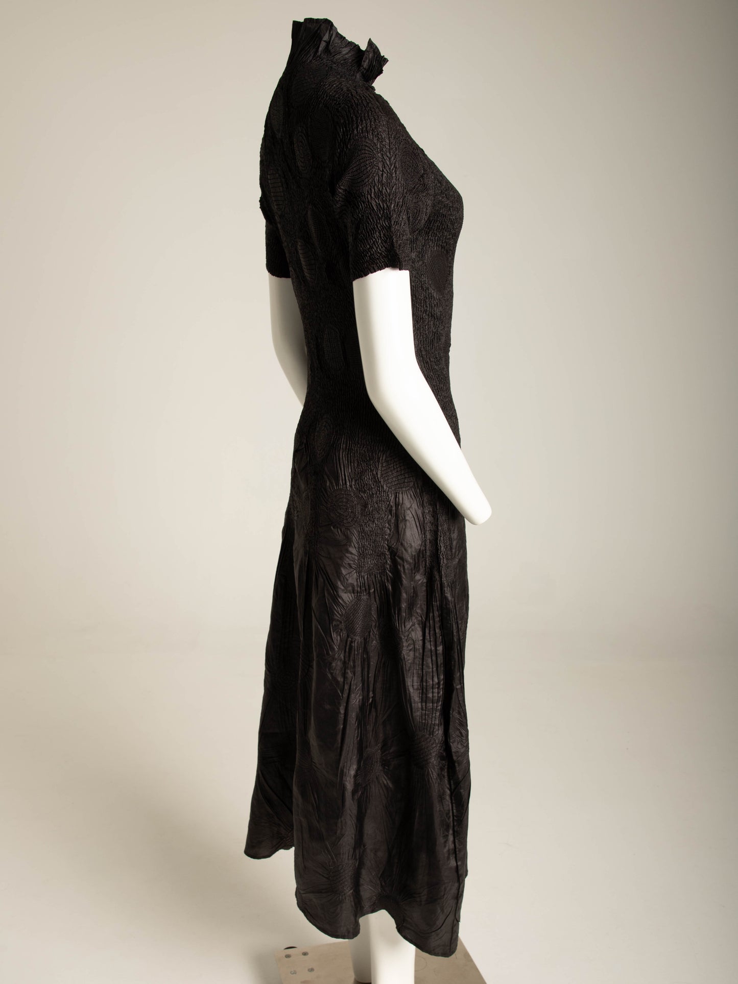 Yoshiki Hishinuma Black Crimp Pleated Dress