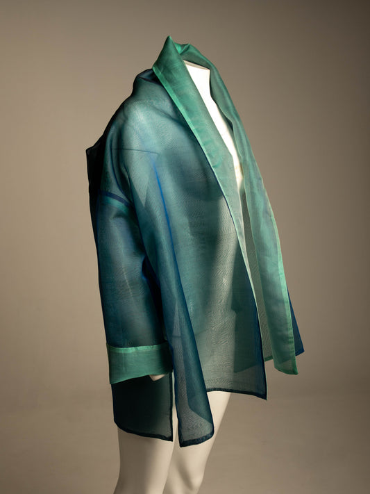 Blue Silk Organza Jacket
