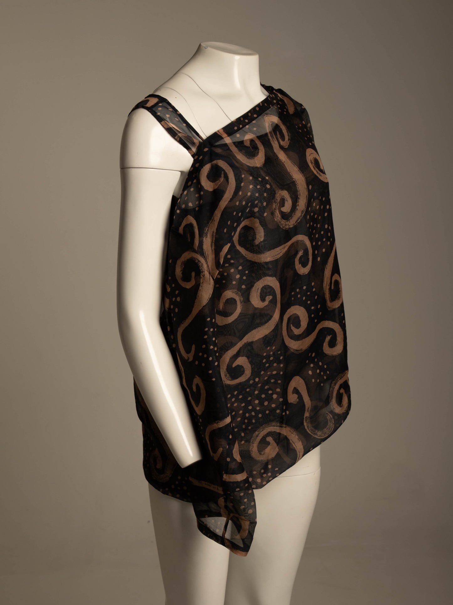 Issey Miyake S/S 1992 Swirl Design Silk Organza Blouse