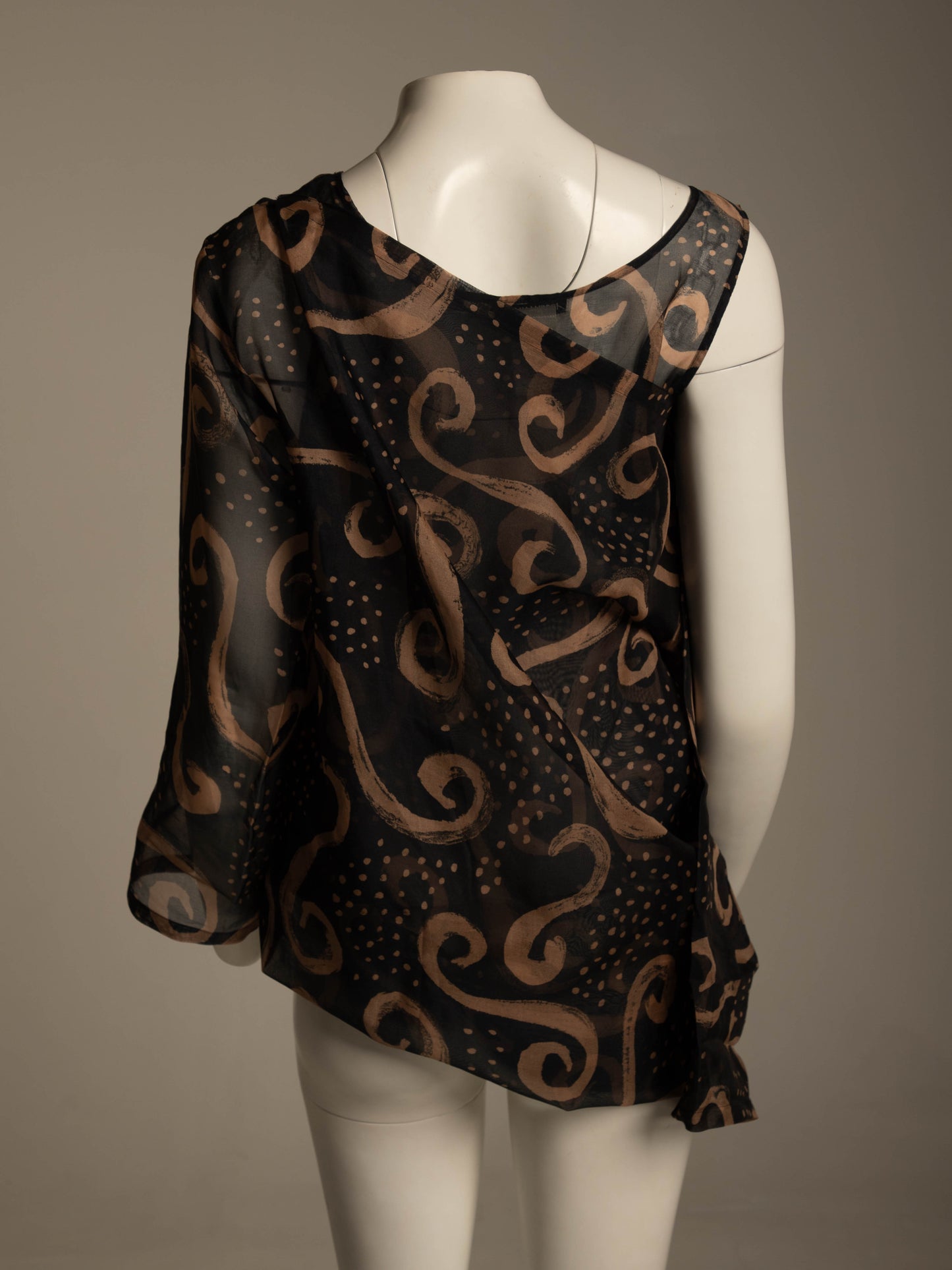 Issey Miyake S/S 1992 Swirl Design Silk Organza Blouse