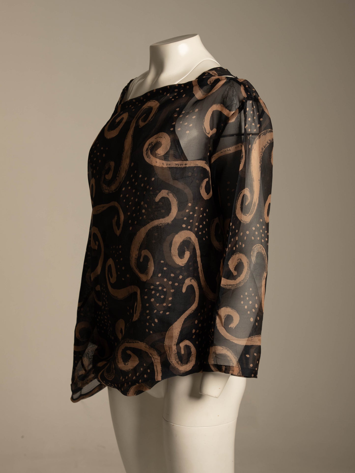 Issey Miyake S/S 1992 Swirl Design Silk Organza Blouse