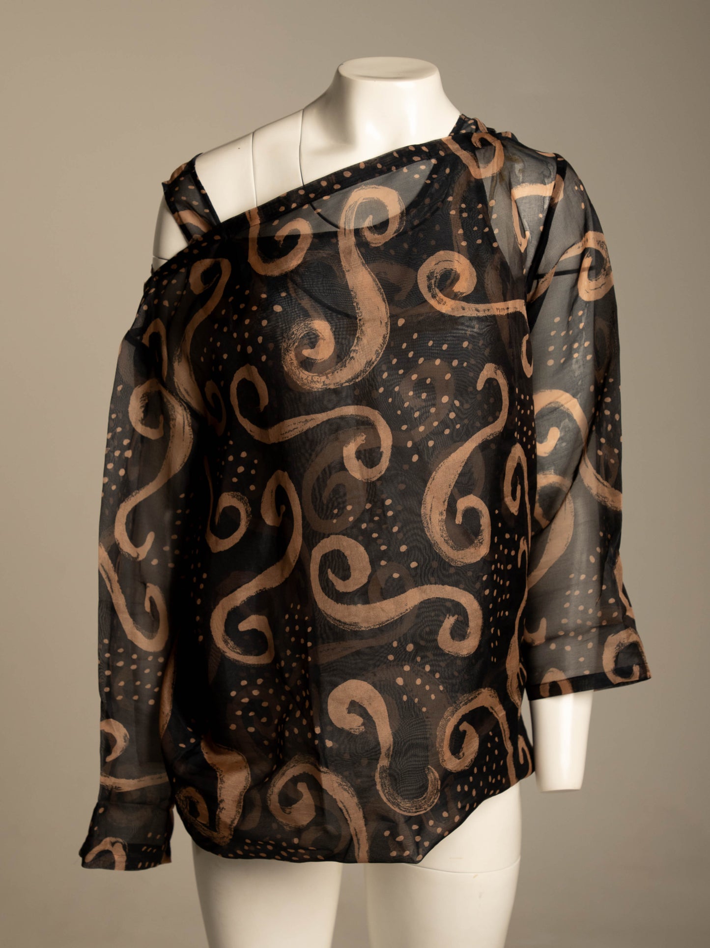 Issey Miyake S/S 1992 Swirl Design Silk Organza Blouse