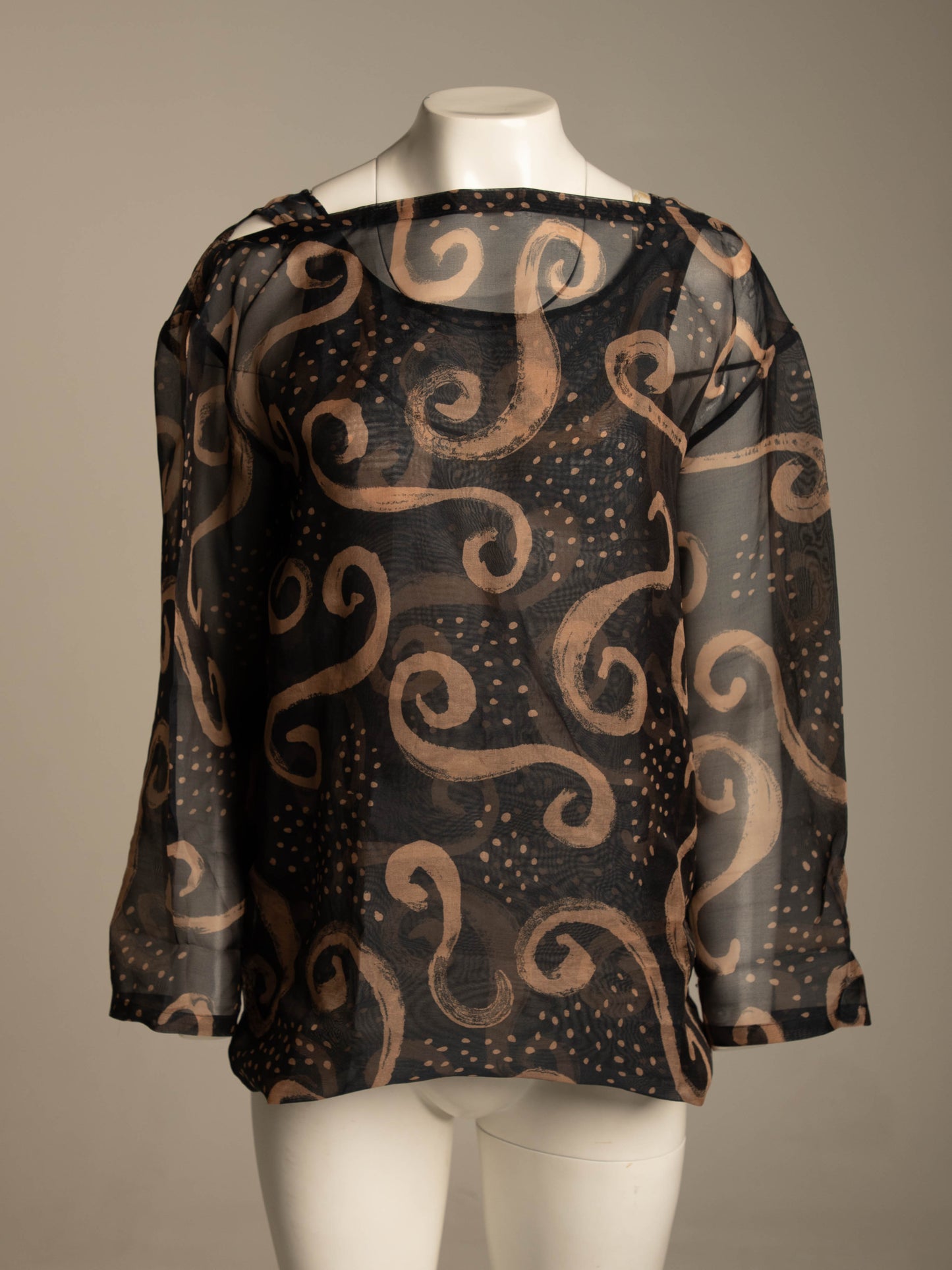 Issey Miyake S/S 1992 Swirl Design Silk Organza Blouse
