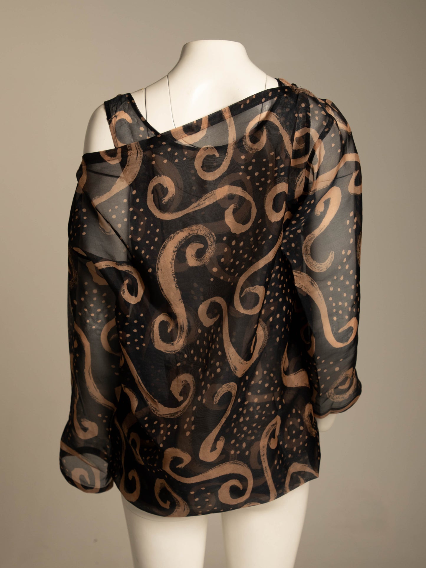 Issey Miyake S/S 1992 Swirl Design Silk Organza Blouse