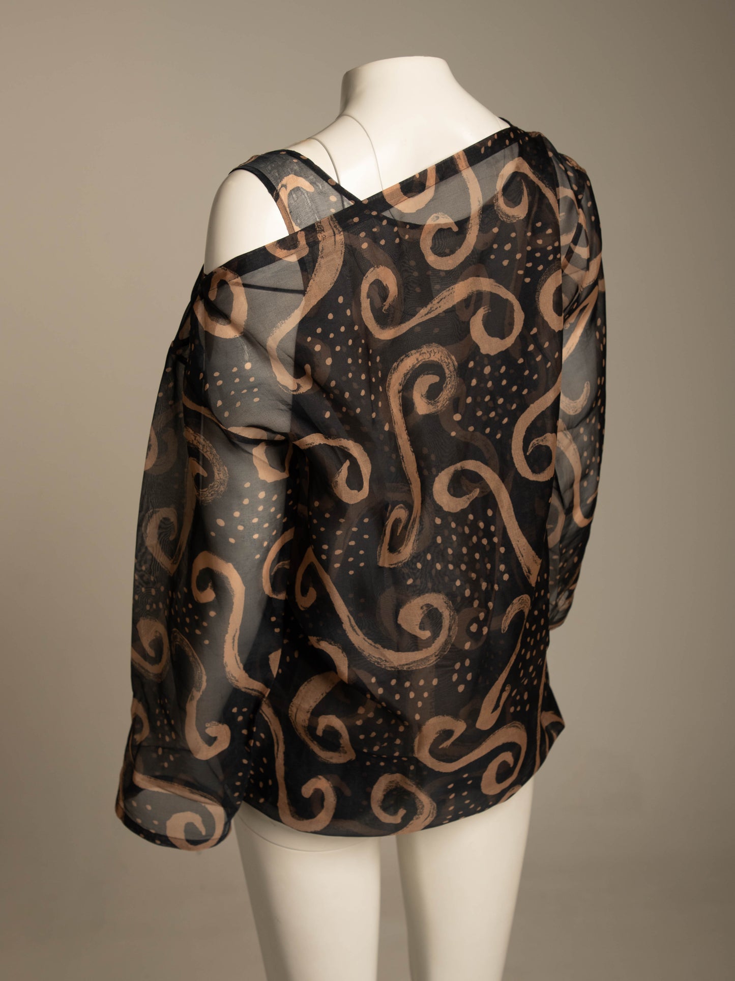 Issey Miyake S/S 1992 Swirl Design Silk Organza Blouse