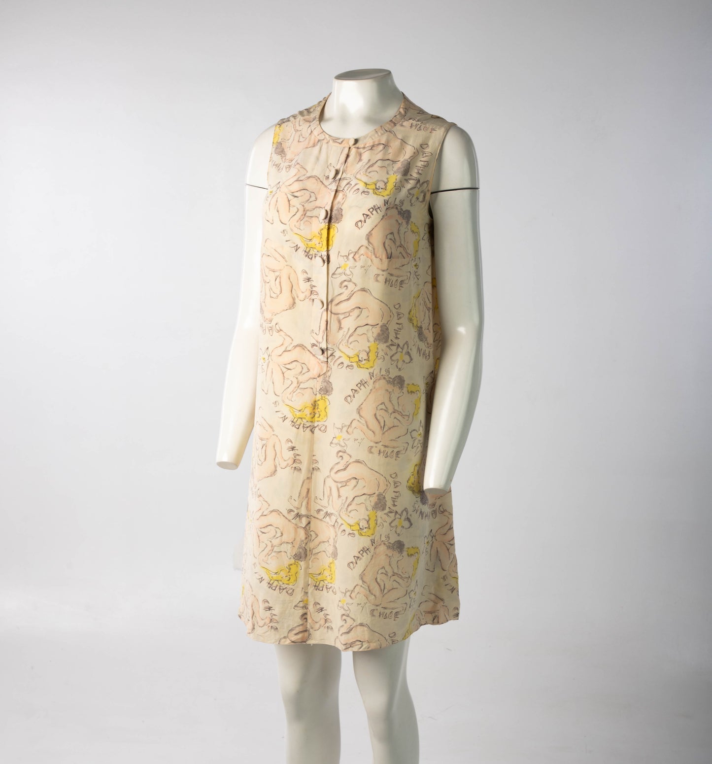 Chloé Karl Lagerfeld Era S/S 1994 Daphnis and Chloe Print Silk Dress