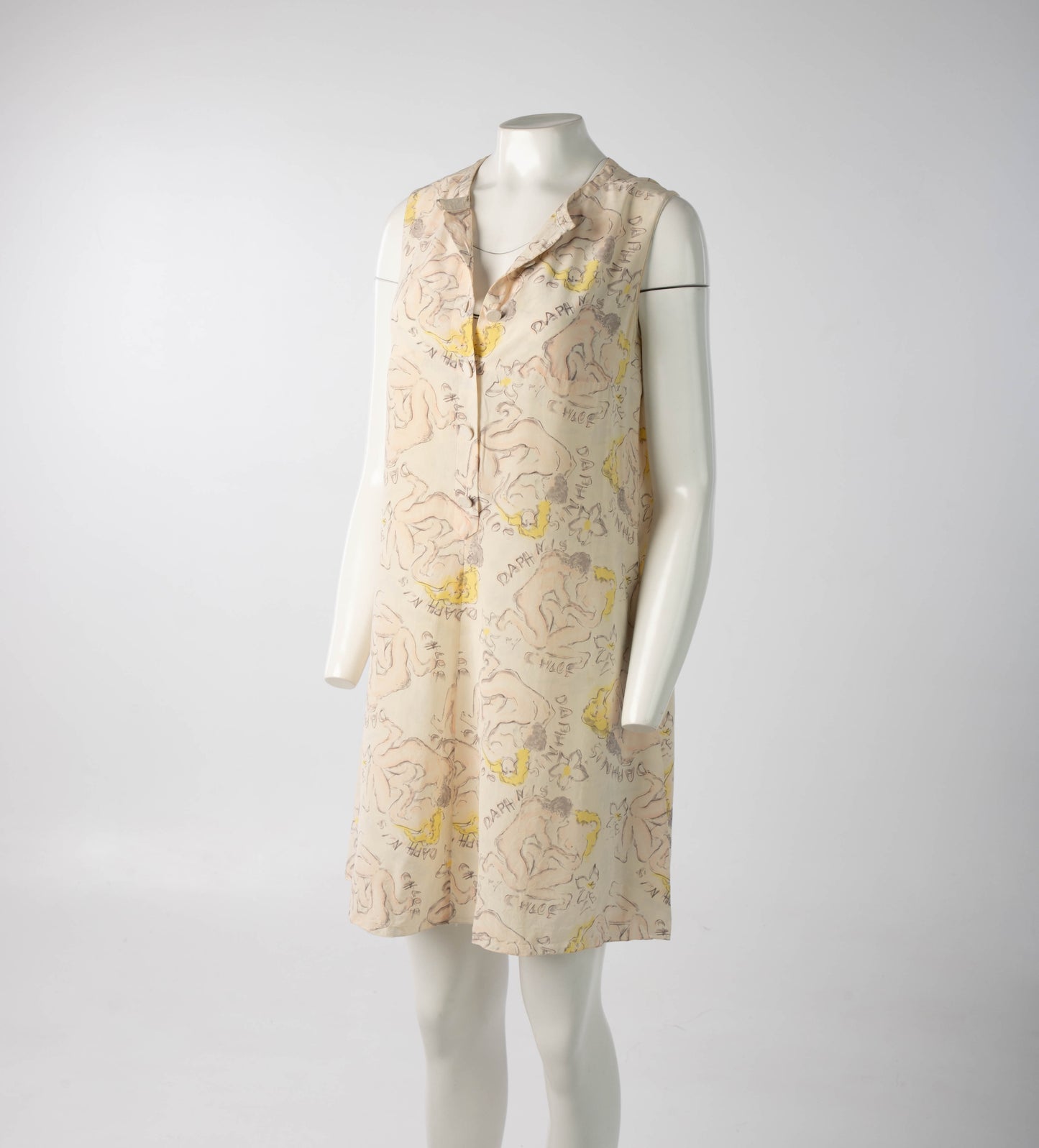 Chloé Karl Lagerfeld Era S/S 1994 Daphnis and Chloe Print Silk Dress