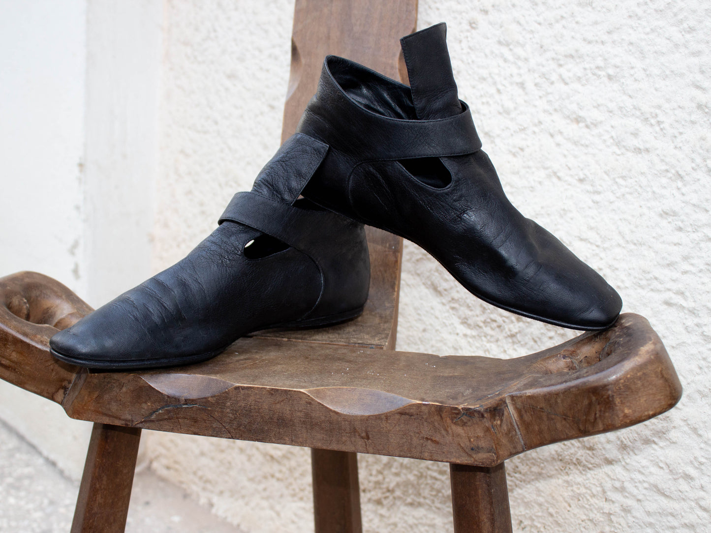 Romeo Gigli Black Leather Flats