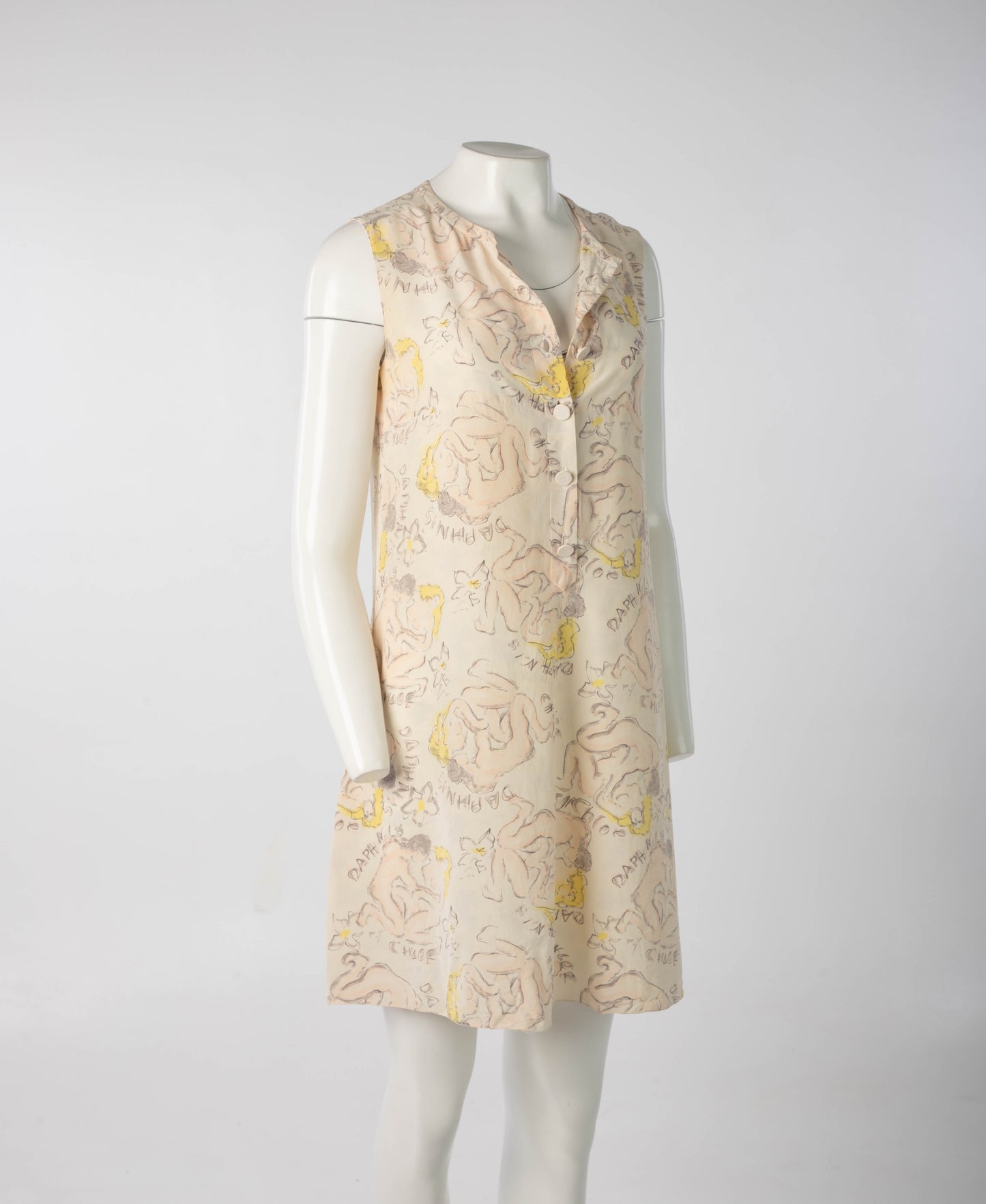 Chloé Karl Lagerfeld Era S/S 1994 Daphnis and Chloe Print Silk Dress