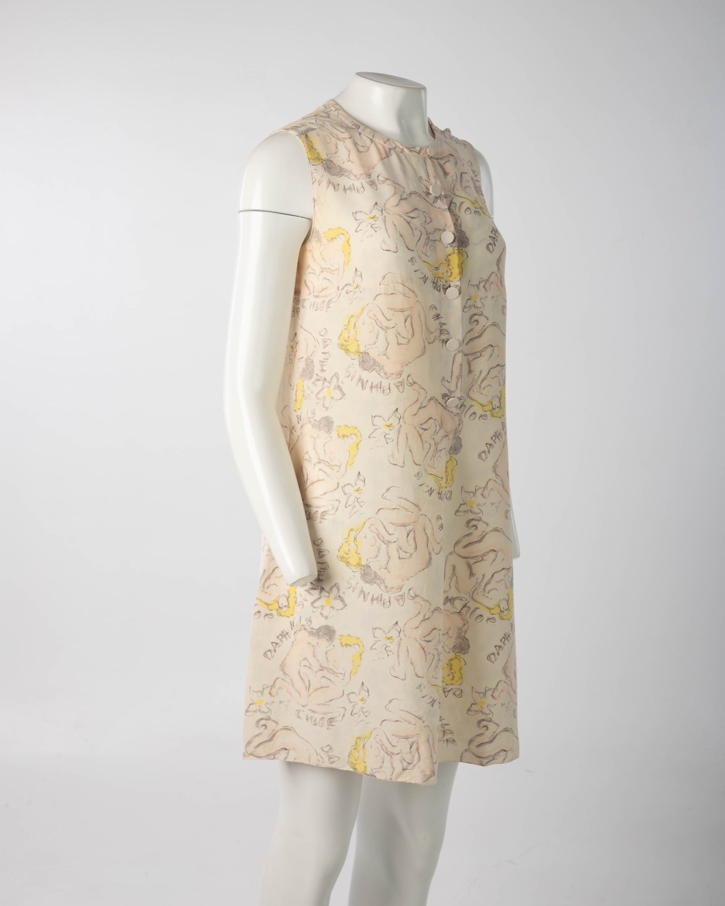 Chloé Karl Lagerfeld Era S/S 1994 Daphnis and Chloe Print Silk Dress