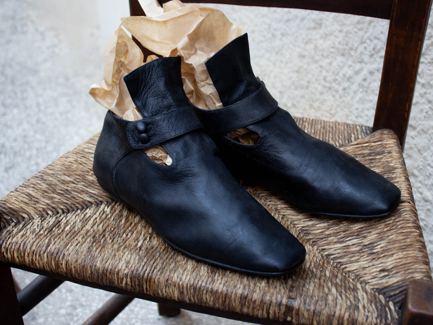 Romeo Gigli Black Leather Flats