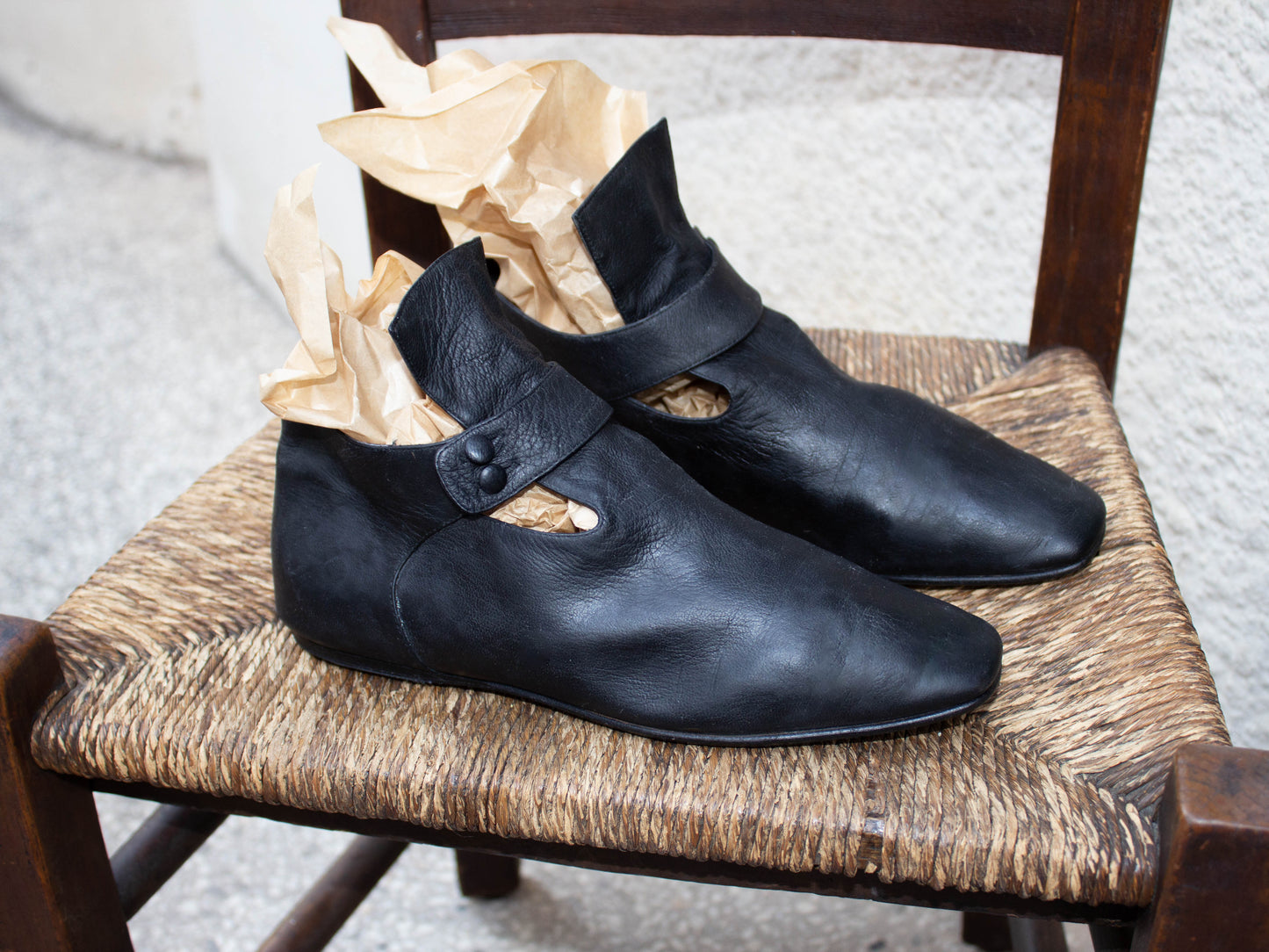 Romeo Gigli Black Leather Flats