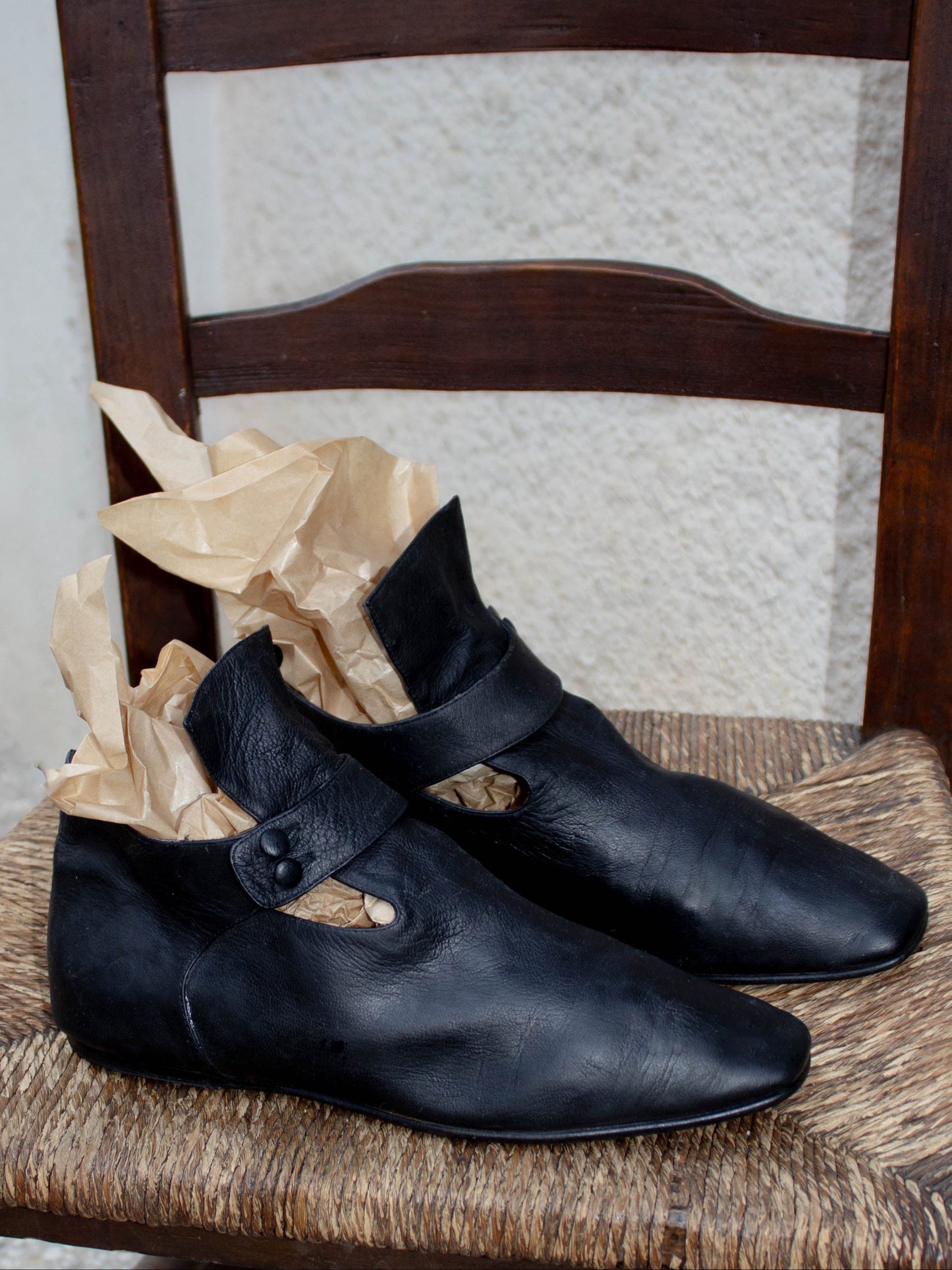 Romeo Gigli Black Leather Flats