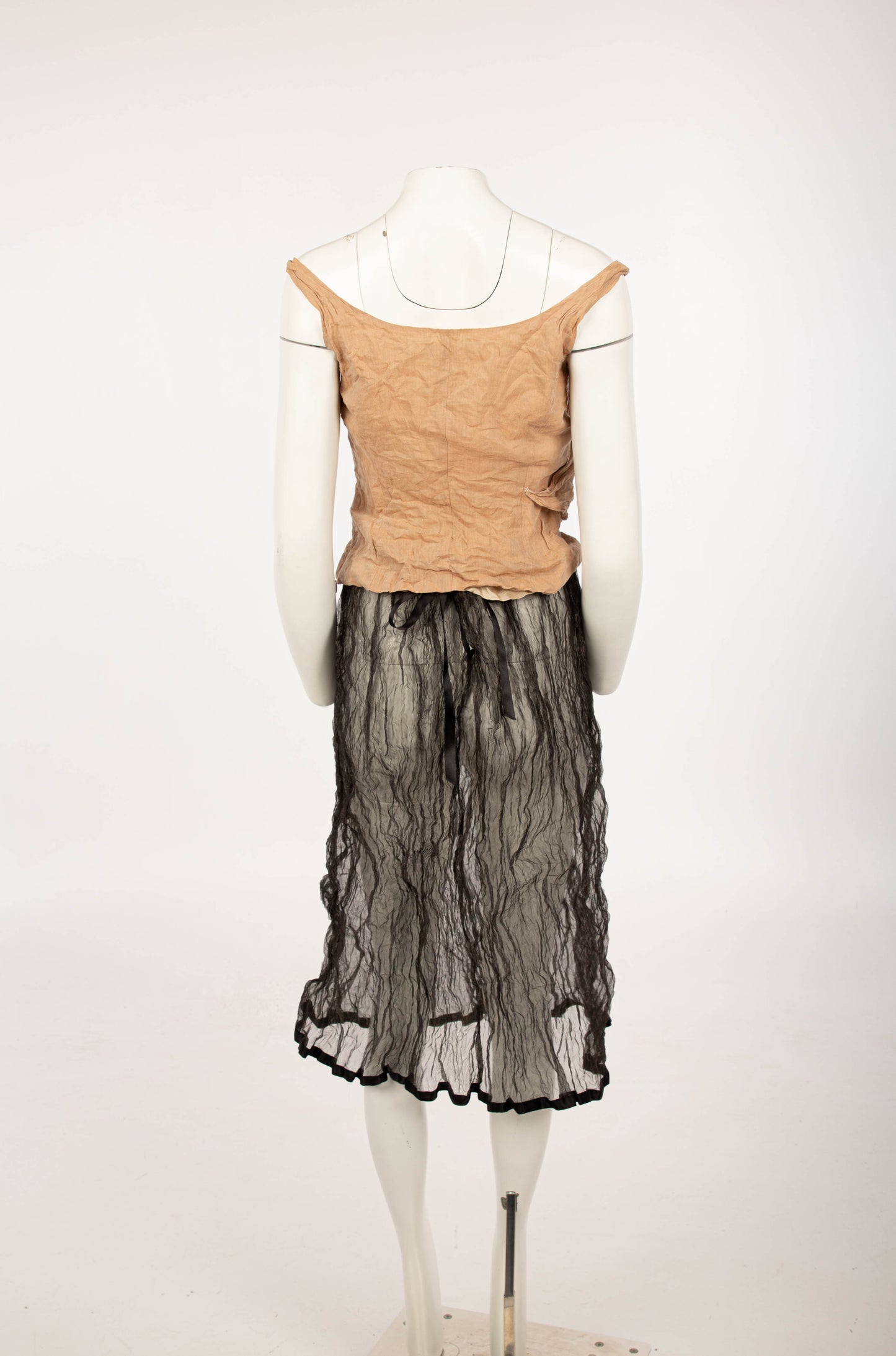 Silk Metallic Voile Crinkle Skirt