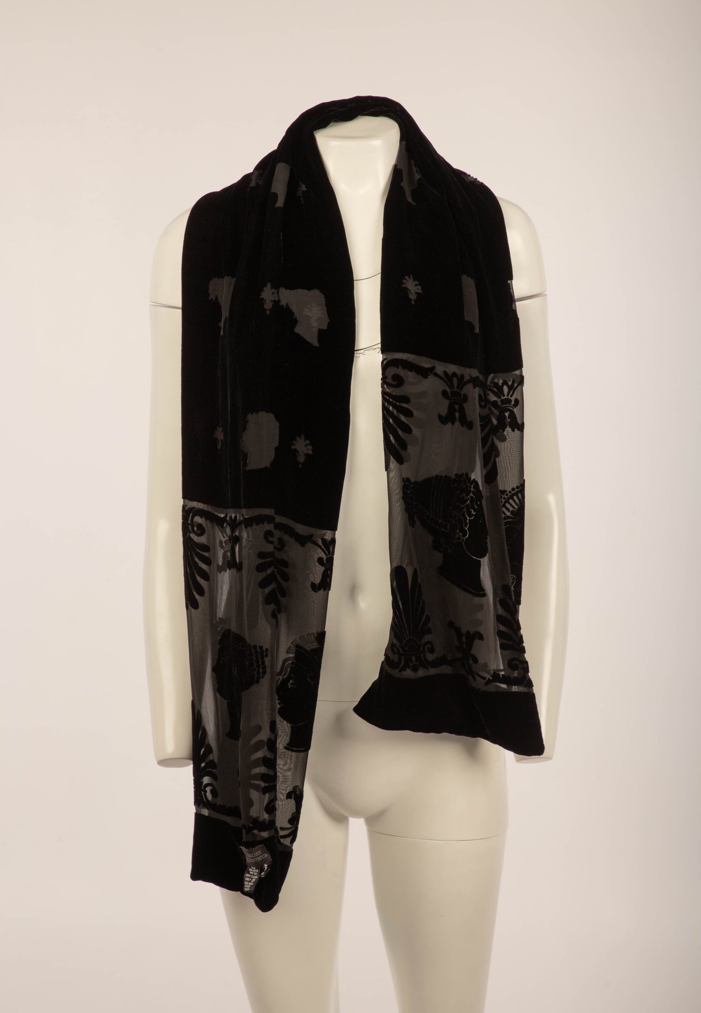 English Eccentrics Black Neoclasscial Velvet Devore Scarf