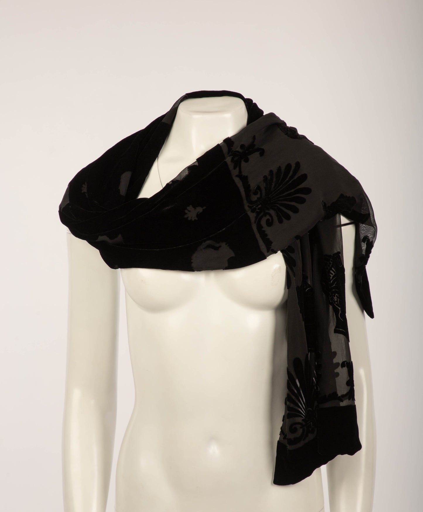 English Eccentrics Black Neoclasscial Velvet Devore Scarf