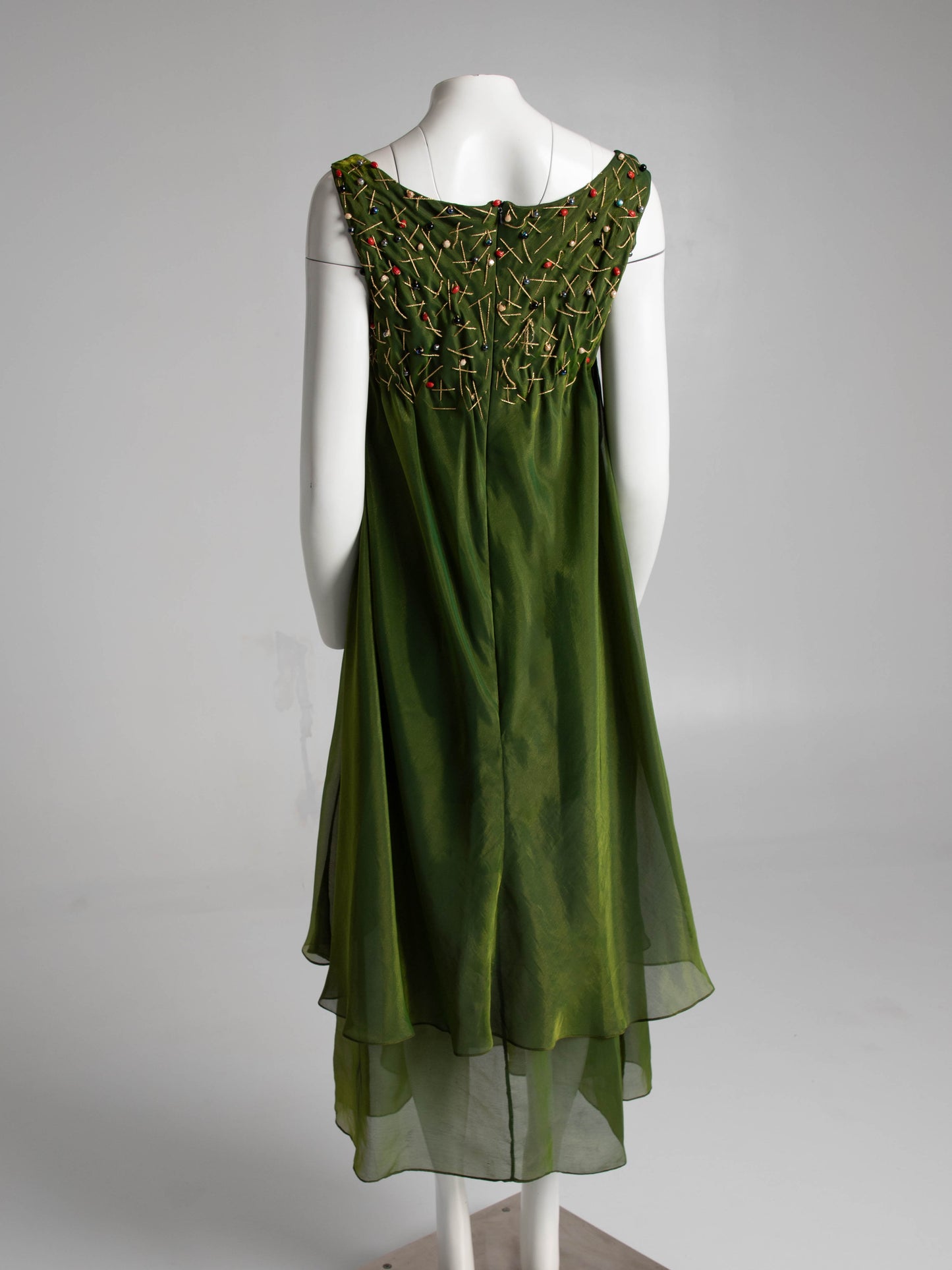 IDOL Empire Line Green Dress with Gold Thread and Beading