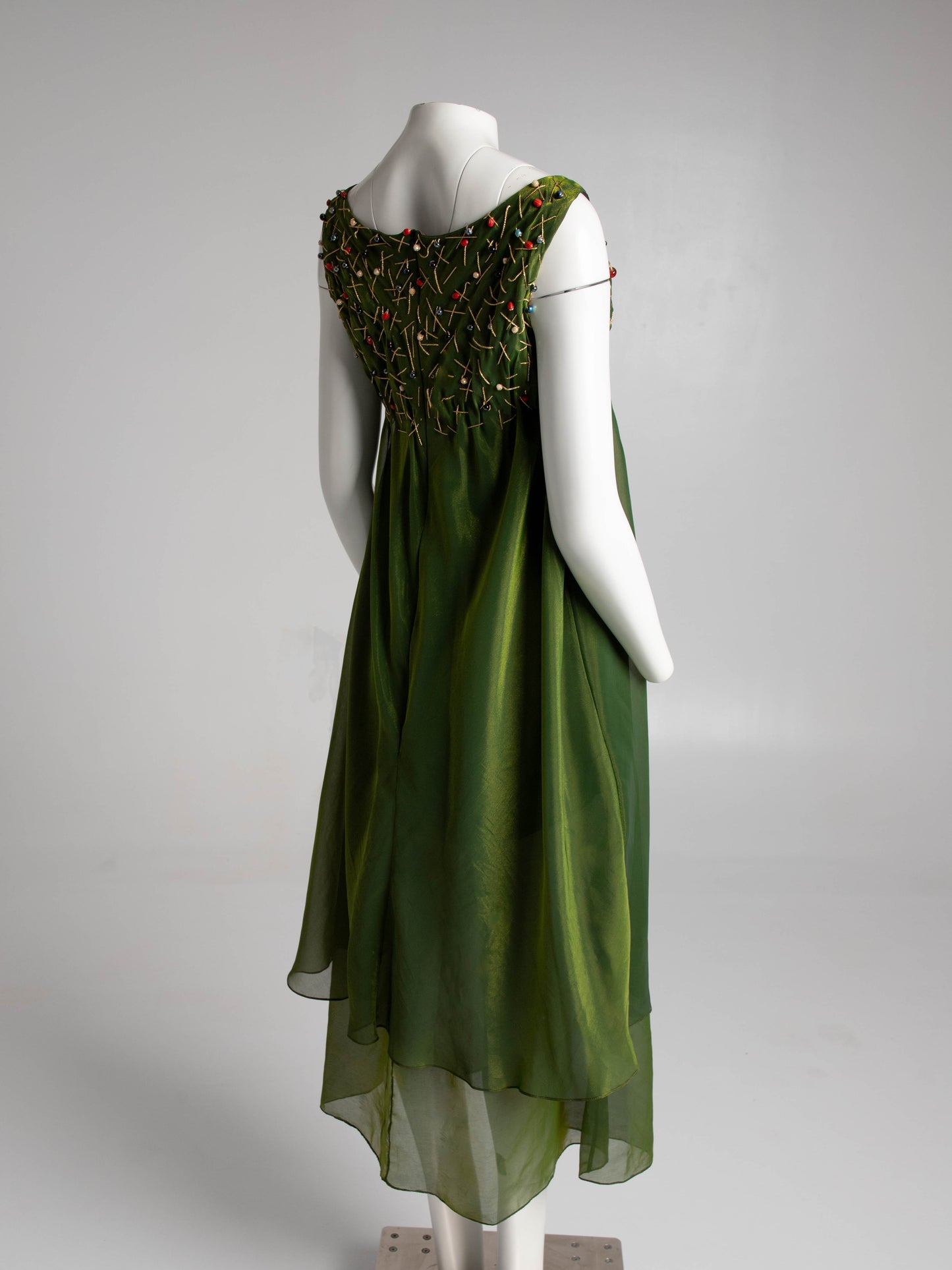 IDOL Empire Line Green Dress with Gold Thread and Beading