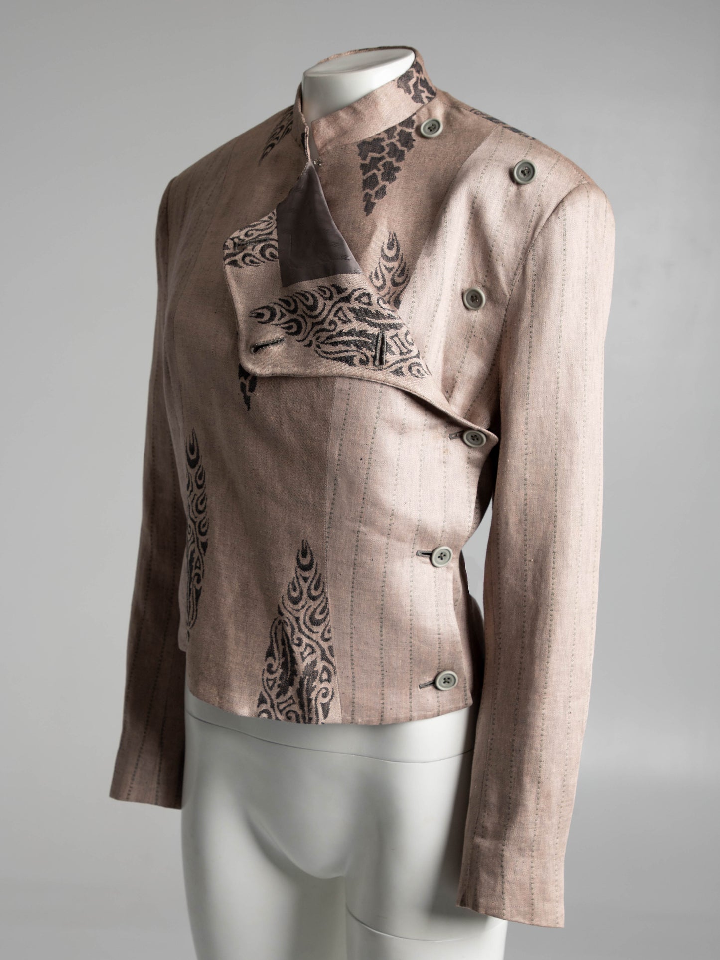 Culture Shock  Koji Tatsuno Pale Pink Grey Linen Jacquard  Jacket